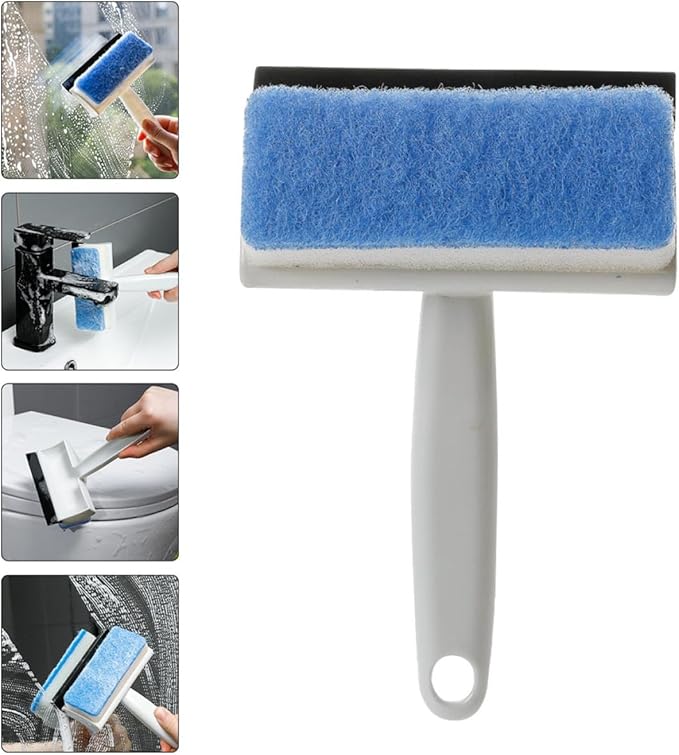 SECFOU Double-Sided Glass Squeegee Cleaning Brush, Multifunctional Window and Mirror Cleaner for Bathroom and Kitchen, Household Streak-Free Glass Wiper Tool