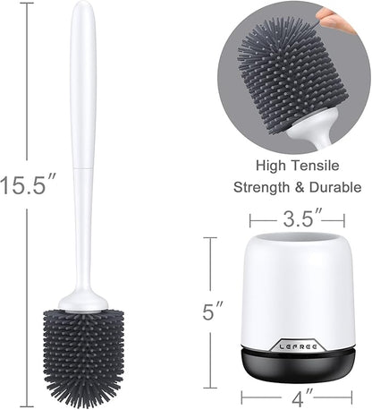 Lefree 2 Pack Silicone Toilet Bowl Brush and Holder Set with Ventilated Holder, Floor Standing & Wall Mounted Toilet Scrubber