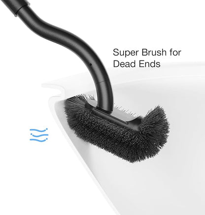 Toilet Bowl Brush and Holder, OSCIOSS Toilet Brush Set with Ergonomic Design, Compact Size, Durable Bristles, RV Toilet Brushes & Holders for Dead Corner Clean (Black, 1pack)