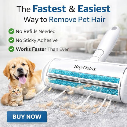 Pet Hair Remover Roller, Reusable Self-Cleaning Lint Roller for Dog & Cat Hair, Fur Removal for Furniture Couch Carpet Car Clothes & Bedding, No Sticky Tape or Refills