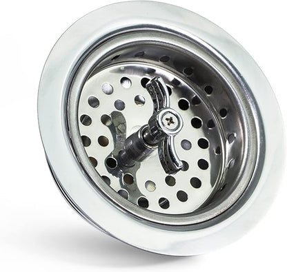 Highcraft 9763 Kitchen Sink (3-1/2 Inch) Stainless Steel Drain Assembly With Strainer Basket Spin and Seal With Threaded Stopper