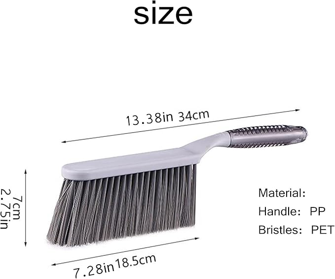 Dusting Brush, 13" Short Thick Firm Plastic Bristles, Medium Handheld Broom, Cleaning Heavier Litter, Workbench, Machine(Gray, 13 inch)