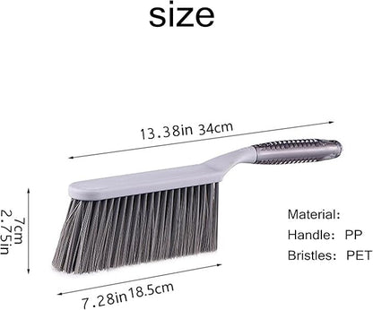 Dusting Brush, 13" Short Thick Firm Plastic Bristles, Medium Handheld Broom, Cleaning Heavier Litter, Workbench, Machine(Gray, 13 inch)