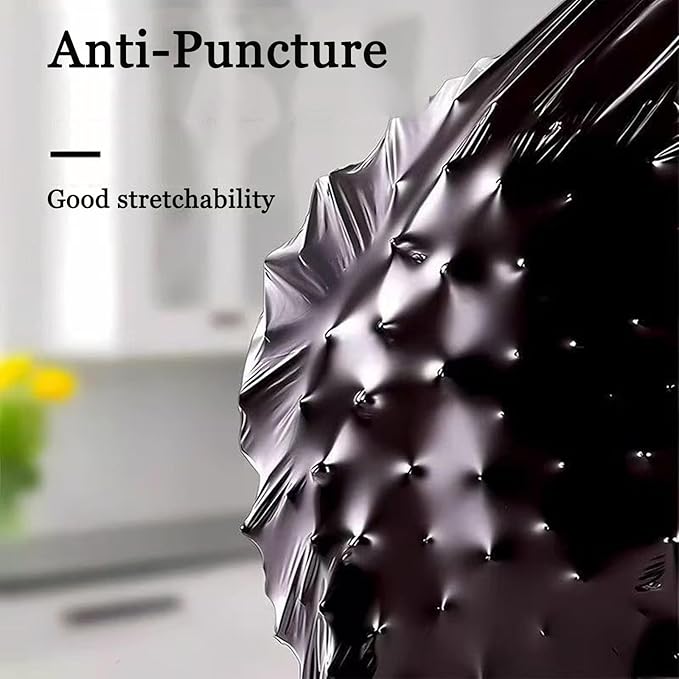 Trash Bags 16-18 Gallon Drawstring Garbage 26x33 inches black Heavy Duty Plastic Garbage Bags for Household Kitchen Bedroom Bathroom Living room Office Restaurant Thickened Stretchy