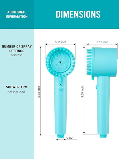 Cobbe Filtered Shower Head with Handheld, 5-mode Showerhead with Filters, Built-in Power Wash for Hard Water - Remove Chlorine - Reduces Dry Itchy Skin, Emerald green