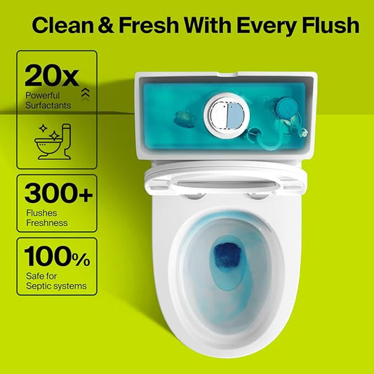 Auto Toilet Bowl Cleaner Tablets, 21 Tabs, Automatic Long-Lasting Blue Toilet Tank Cleaner, Septic-Safe, Helps Reduce Hard Water Stains, Easy to Use