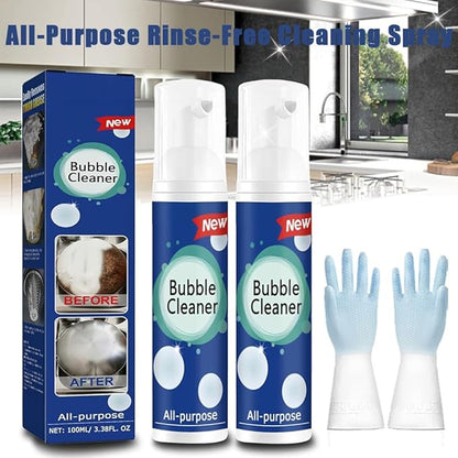 All-Purpose Rinse-Free Cleaning Spray, Upgraded Bubble Cleaner Foam Spray, Highly Effective Oil Breakdown Foaming Spray, Stain Remover for Stubborn Grease, Grime Kitchen and Other Stains (1Pc)