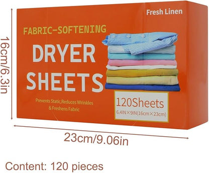Premium Fabric Softener Sheets - 120 Pieces Scented Clothes Washing Sheets | Fresh Softening Tablets for Dryer Apartment Washer, Fragrant Laundry Supplies, for Dormitory Home