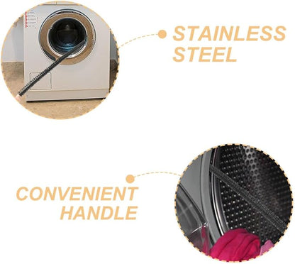 2pcs Washing Machine Cleaner Brush and Dryer Vent Lint Brush Set Long Handle for Washer Tub Dryer Ducts and Refrigerator Coils Multi-Purpose Household Cleaning Tools