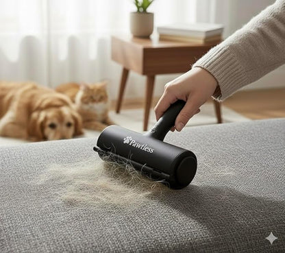 Pet Hair Remover Black - Reuseable Dog & Cat Hair Remover for Furniture, Clothes, Carpet, Car interiors- Eco-Friendly Lint Roller with Self-Cleaning Chamber- No Adhesive, No Refills Needed