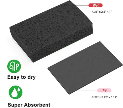 12 - Pack Non-Scratch Scrub Sponges - Sponges for Dishes and Washing Dishes, Cleaning Sponges for Kitchen Home Bathroom Cars, Funny Cut-Outs DIY for Kids(Black&White