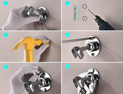 Adjustable Shower Head Holder Wall Mount, Solid Brass Handheld Shower Bracket with Screw Mount for Most Sprayers, Shower Wand Holder, Pivot Ball Joint Design(Chrome Finish)