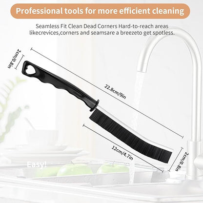 4 Pack Hard Bristle Crevice Cleaning Brush with Stiff Bristles, Small Detail Scrub Brush for Narrow Gaps Tile Grout Bathroom Kitchen Window Track Shower Door Sink Edge Faucet Base Floor Corner Cleaner