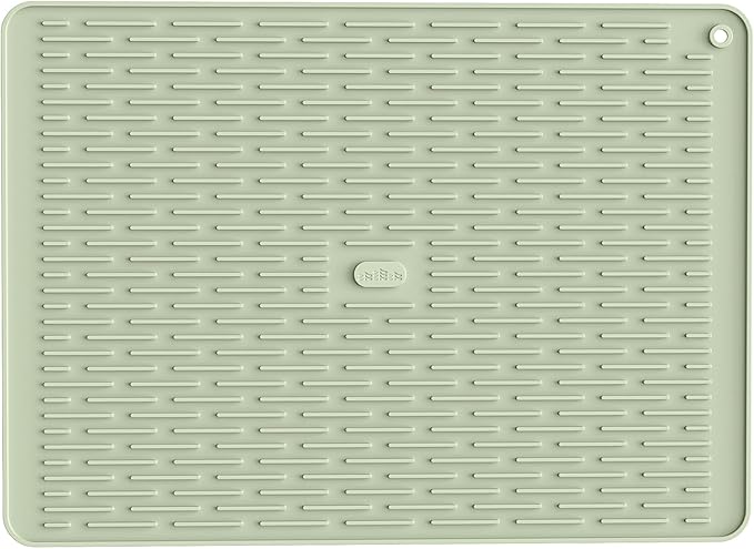 ME.FAN Silicone Dish Drying Mat for Kitchen Counter, Dish Drying Pad for Sink, Refrigerator or Drawer, Countertop Protection Pad XL - 23''×17''- Desert Sage