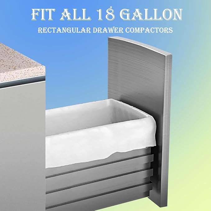 18 Gallon 200 Count Compactor Kitchen Trash Bags Heavy Duty 1.2 Mil THICK Reinforced Drawstring Perfect Fit for 18 Gallon Compatible with Kitchenaid, Whirpool, GE 15 Inch Compactors GRAND SAVE!