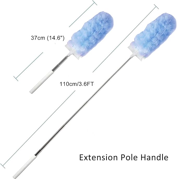30 Count Duster Refills with Extension Pole, 360 Degree Disposable Dusters Refill Kit Compatible with Swiffer, 3.6FT Extendable Dusters for Cleaning Furniture, Blinds, Ceiling Fans, Walls