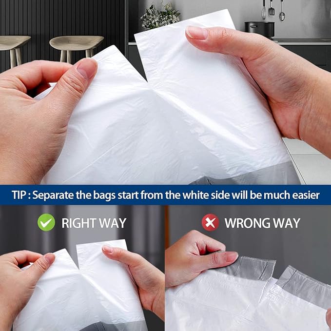 1 Gallon 100 Counts Mini Strong Drawstring Trash Bags Garbage Bags by RayPard, fit 3-4 Liter Small Trash Can, Tiny Waste Basket Liners for Home Office Bathroom Bedroom Car, White