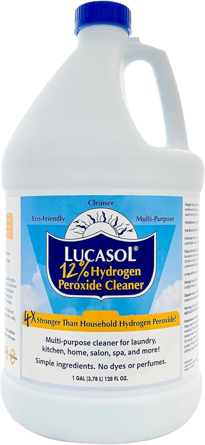 Lucasol Food Grade Hydrogen Peroxide 12% Percent - 1 Gallon (128 oz) - Multi-Purpose Cleaner, Laundry, Plant Care & Bleach Alternative