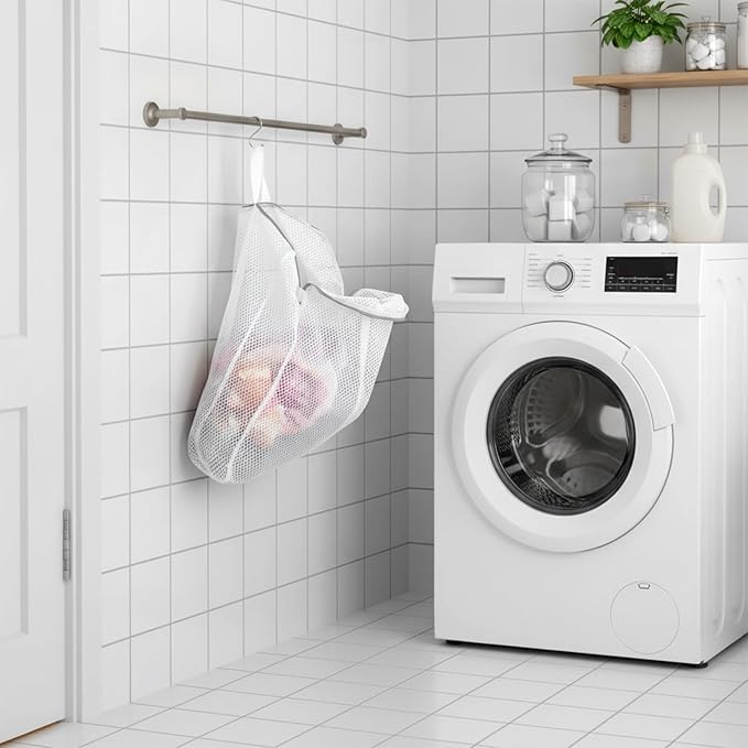 3Pcs 22" x 15" Mesh Hanging Laundry Bags for Washing Machine, Wash Bag for Clothes Delicates Lingerie, Durable Honeycomb Mesh Laundry Bags for Socks