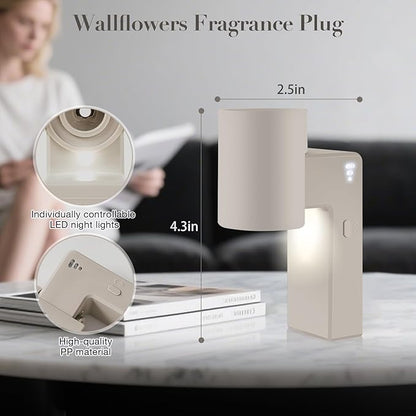 ROSSEX 1 Pcs Wall Fragrance Plug in with Night Light Compatible with Bath and Body Works Wallflowers, with 3-Speed Adjustable Fragrance Essential Oil Diffuser for Home, Khaki