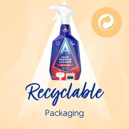 Astonish Multi Purpose Cleaning Spray With The Added Power Of Bleach - All Purpose Cleaning Solution Removes Heavy Duty Stains & Hygienically Cleans Bathrooms & Kitchen Surfaces, 750ml Spray Bottle