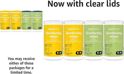 Amazon Basics Disinfecting Wipes, Lemon & Fresh Scent, Thick, Sanitizes/Cleans/Disinfects/Deodorizes, 340 Count (4 Packs of 85)