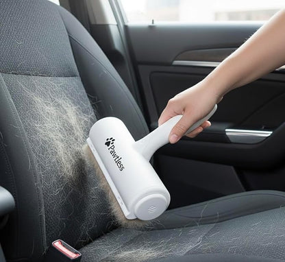 Pet Hair Remover White - Reuseable Dog & Cat Hair Remover for Furniture, Clothes, Carpet, Car interiors- Eco-Friendly Lint Roller with Self-Cleaning Chamber- No Adhesive, No Refills Needed