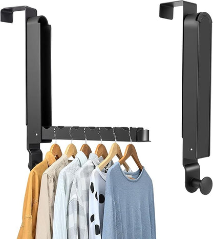 Over The Door Drying Rack, 1 Pack Foldable Over The Door Hooks Hanger for Laundry Clothes Heavy Duty Door Organizer Rack Coat Towels Hanging Storage for Bedroom Bathroom Kitchen