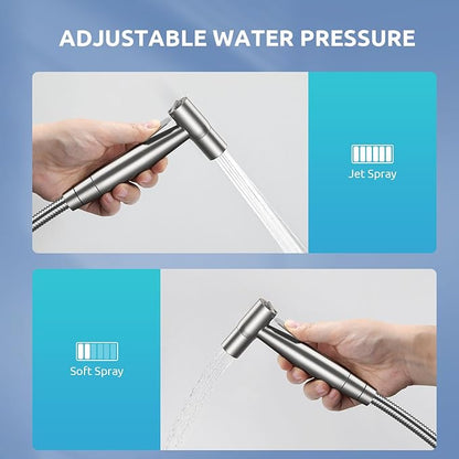 Hands-Free Handheld Bidet Sprayer for Toilet, Muslim Shower Dual Control Mode Spray, Toilet Sprayer with Bidet Hose, Adjustable Bidets Attachment for Toilet for Feminine Wash