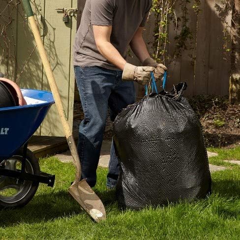 Strong Large 30 Gallon Drawstring Trash Bags Black Can Liners Kitchen Garbage Bags Multipurpose 56 CT Home Lawn Bags