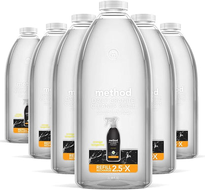 Method Daily Granite Cleaner Refill, Orange Tangerine, Cleaning Agent for Granite, Marble, and Other Sealed Stone, 68 Fl Oz, (Pack of 6)
