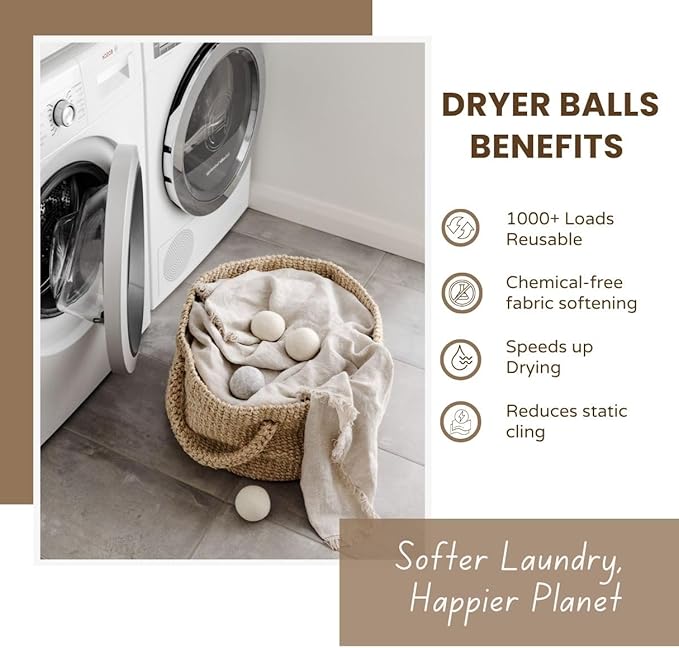 Laundry Wool Dryer Balls | Natural Fabric Softener – Reusable, Eco-Friendly, Reduces Drying Time – Wool Balls Replaces Dryer Sheets - Laundry Balls for Dryer (Animals (Type 2) 3XL)