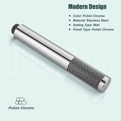Heyalan Hand Held Shower Wand, High Pressure Handheld Head with Strong Flow, Luxury Spray for Bathroom,Single Function,Polished Chrome