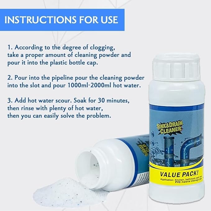 Sink and Drain Cleaner, 2026 New Sink and Drains Cleaner, Multi-functional Sink and Drain Cleaner Powder Cleaning, Drains Foam Cleaner, Powerful Pipe Dredging Agent for Kitchen Toilet ﻿ (1)