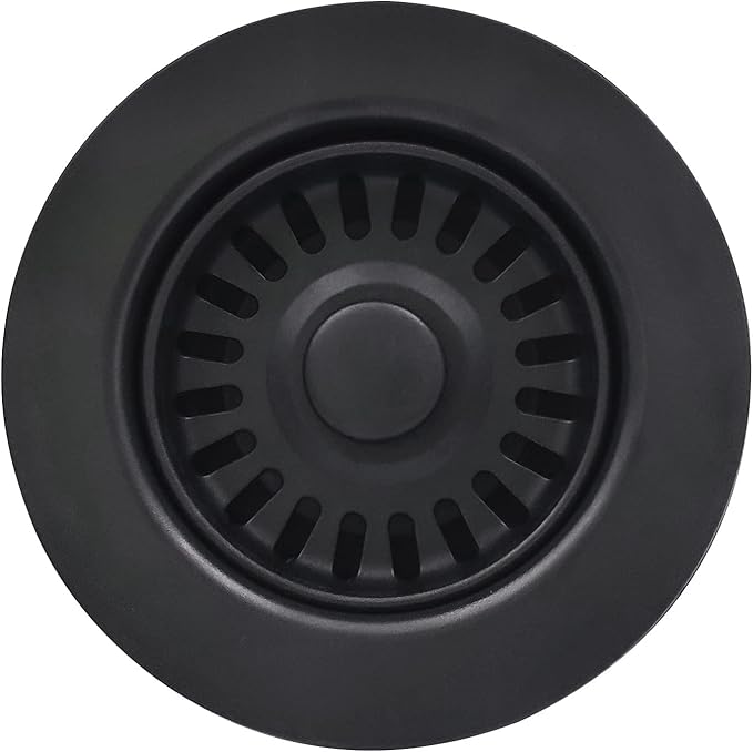 Black Polymer Drain Kitchen Sink Drain Assembly with 2 Removable Basket Strainers and Rubber Stopper for 3.5-Inch Drain Openings, Matching Color of Quartz Granite Sinks