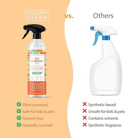 Therapy Clean All Purpose Cleaner 24 fl oz (Fresh Herbs & Melon) (6-Pack) - Multi Surface Cleaning Spray, Kitchen Cleaner, Household Multipurpose, Dusting Spray