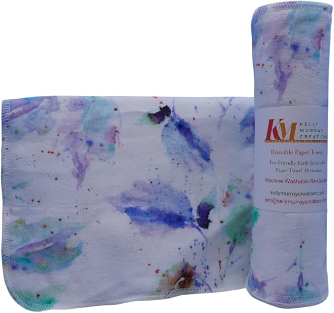 Pack of 10 Reusable Paper Towels | 10x10 Inch Cotton Towels | Kitchen Utensils Print | Eco Friendly, Washable, Quick Drying | Sustainable Cleaning Cloths | Splashy