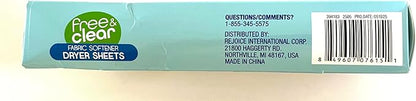Homebright Free & Clear Fabric Softener Dryer Sheets, Perfume Free, Dye Free, Controls Static Cling, 40 Sheets
