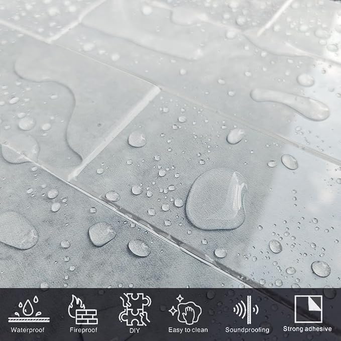 COLAMO Luxury 22PCS Grey Peel and Stick Backsplash Tile, Glossy Tiles Stick On Backsplash for Kitchen, Self Adhesive Brick Tiles for Bedroom, Bathroom, Fireplace, Accent Wall