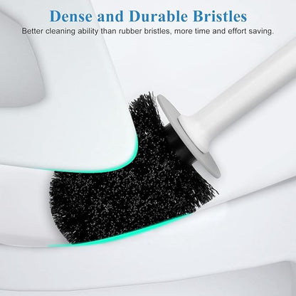 Toilet Bowl Brush and Holder, Toilet Scrubber 2 Pack with Long Handle, Easy to Hide, Drip-Proof, Deep Cleaning
