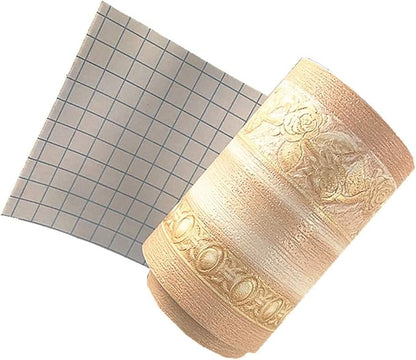 3D Wood Grain Self Adhesive Peel and Stick Waterproof Wall Border Easy to Apply Home Decor Bathroom Kitchen 4 Inch by 16.5 Feet (Light Yellow)