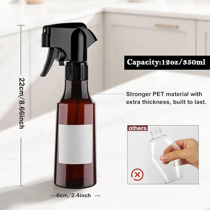 Plastic Spray Bottles 12oz Continuous Spray Bottle Mist Spraying Heavy Duty Empty Water Spray Bottles for Hair, Cleaning Solutions, Plants，Essential Oils (Brown-1pcs)