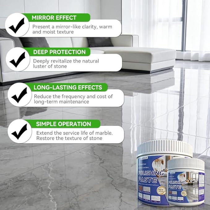 Marble Polishing Paste, Polish & Clean 2 in 1 - No Machine Needed | Granite Polishing Kit, Quartz Cleaner Countertop, Suitable for Marble, Granite, Quartz - Restores & Enhances Shine (1 kg)
