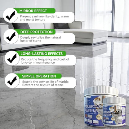 Marble Polishing Paste, Polish & Clean 2 in 1 - No Machine Needed | Granite Polishing Kit, Quartz Cleaner Countertop, Suitable for Marble, Granite, Quartz - Restores & Enhances Shine (1 kg)