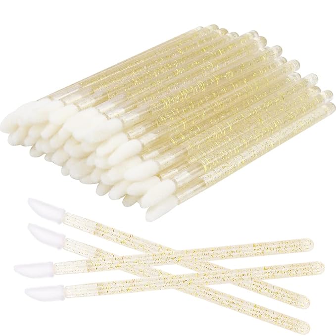 300 PCS Eyelash Extension Supplies Kit Disposable Micro Brush Eyebrow Spoolies Lip Stick Brush Mascara Wand Applicator Makeup Brush Tool (White Black Gold Sets)