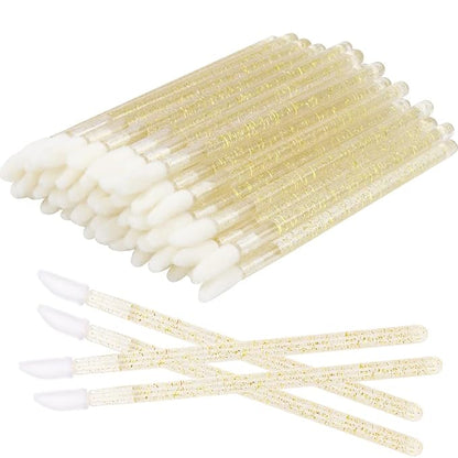 300 PCS Eyelash Extension Supplies Kit Disposable Micro Brush Eyebrow Spoolies Lip Stick Brush Mascara Wand Applicator Makeup Brush Tool (White Black Gold Sets)