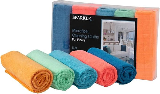 Microfiber Squeegee Mopping Towel Extra Large Miracle Cloth Streak Free Floor Cloth 20x30 House, Kitchen, Bathroom, Car Multi Colored, 5 Pack