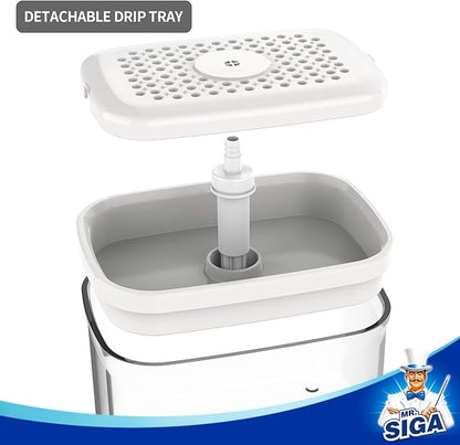 MR.SIGA 2 in 1 Premium Soap Dispenser and Sponge Holder, Dishwashing Soap Pump Dispenser for Kitchen Countertop, White
