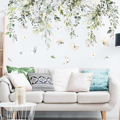 3D Wall Stickers DIY Green Plants Leaves Flower Wall Art Decal Decor for Bedroom Living Room Offices Home Decoration