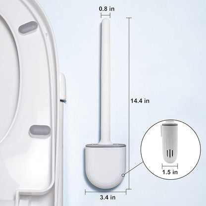 RV Silicone Toilet Brush with Holder, Toilet Bowl Brush for RV Travel Trailers/Campers, Anti-Drip Anti-Roll Compact Toilet Cleaner for Small Bathroom,Made by RVers for RVers